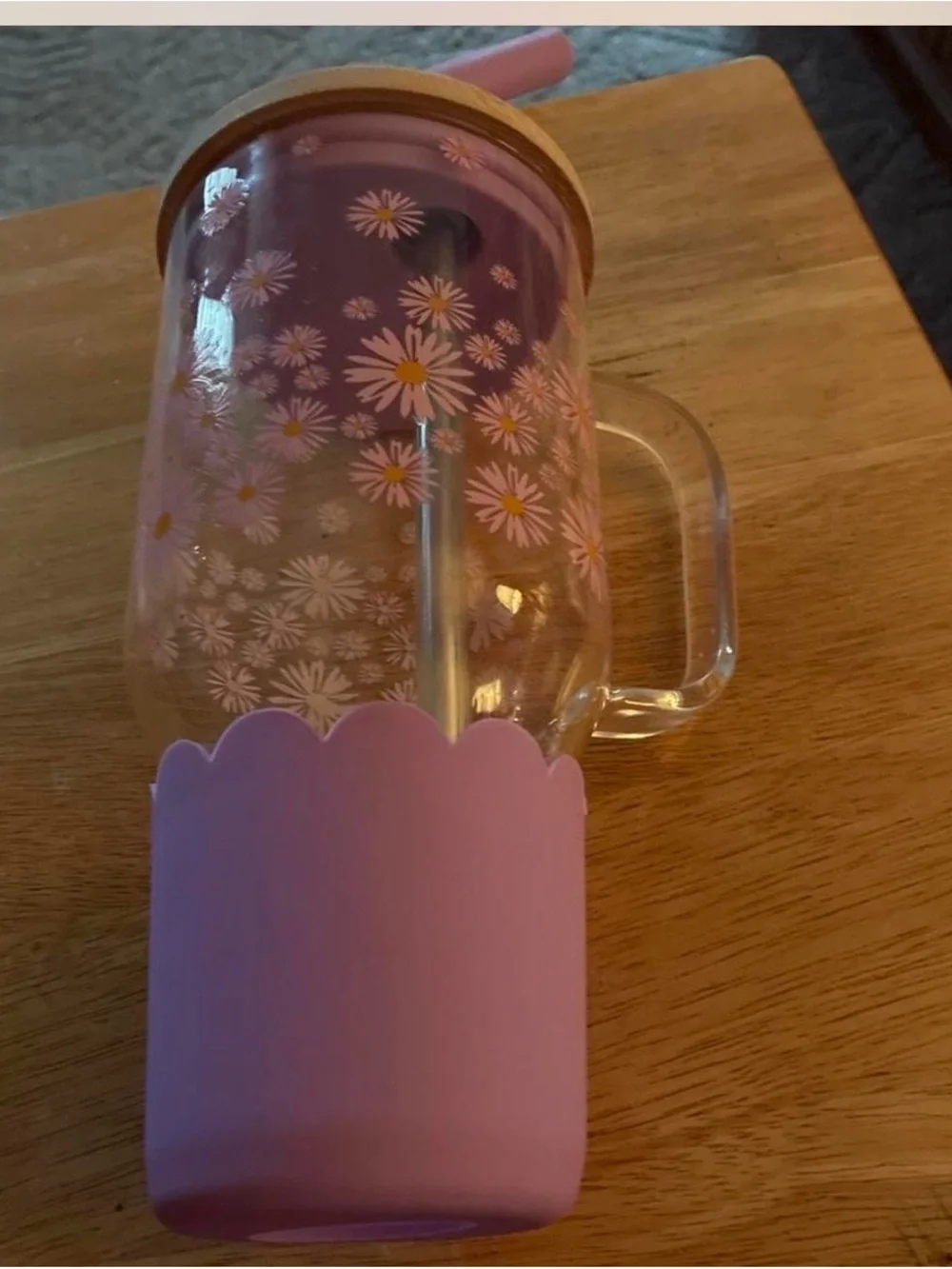 Pink Daisy Insulated Tumbler with Lid & Straw